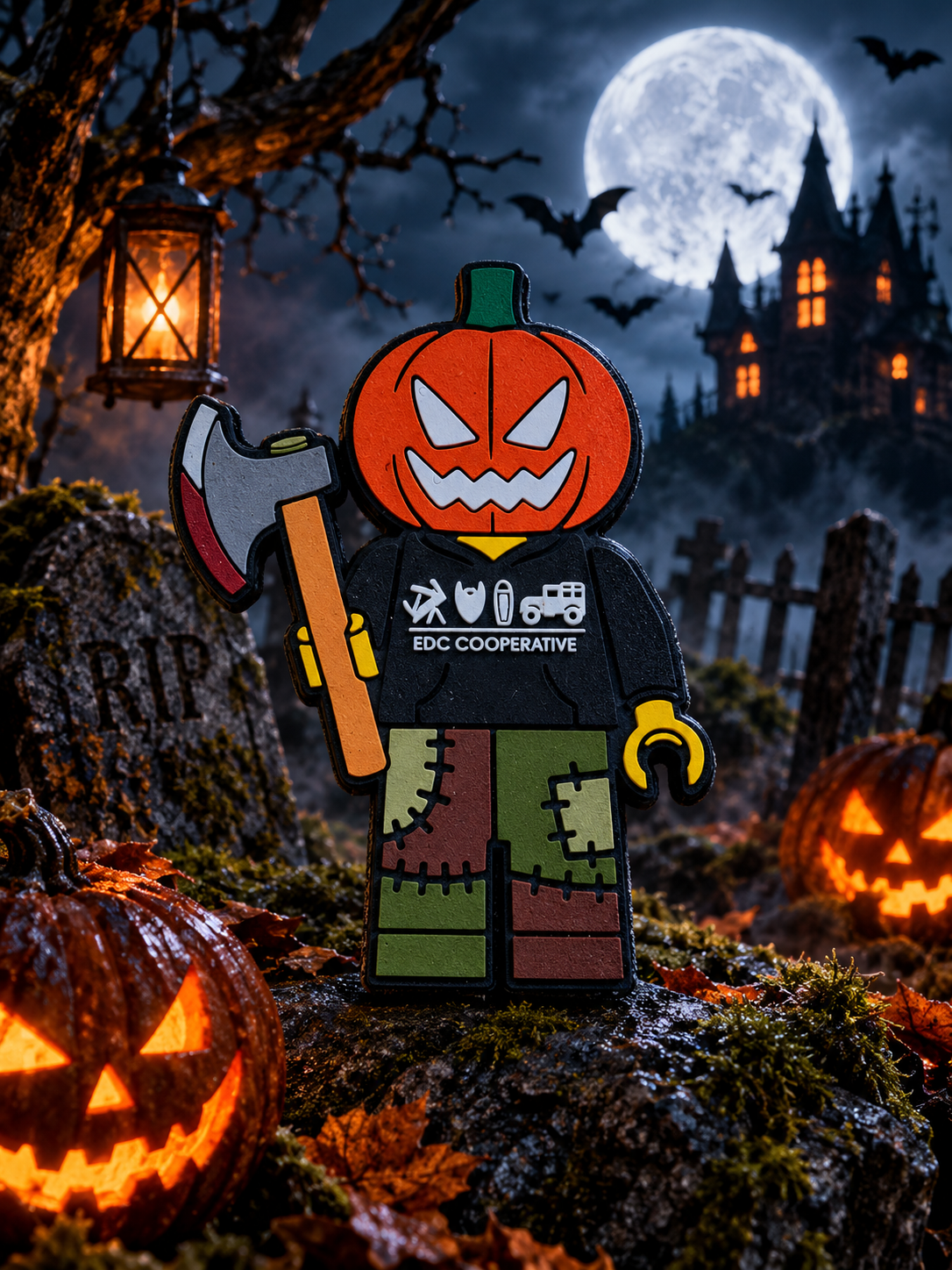 Jack-o’-lantern Lego Patch