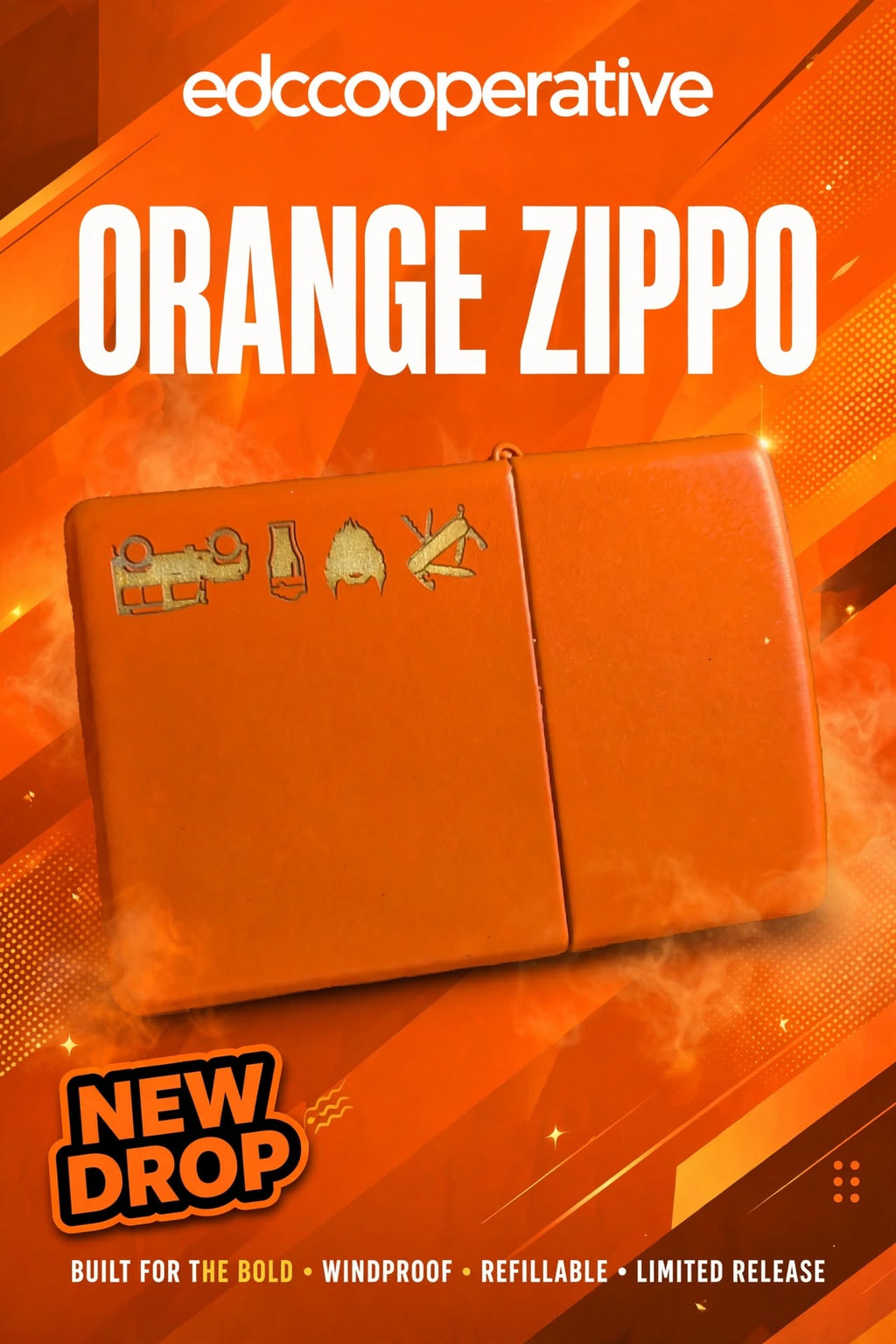 Orange Cooperative Zippo