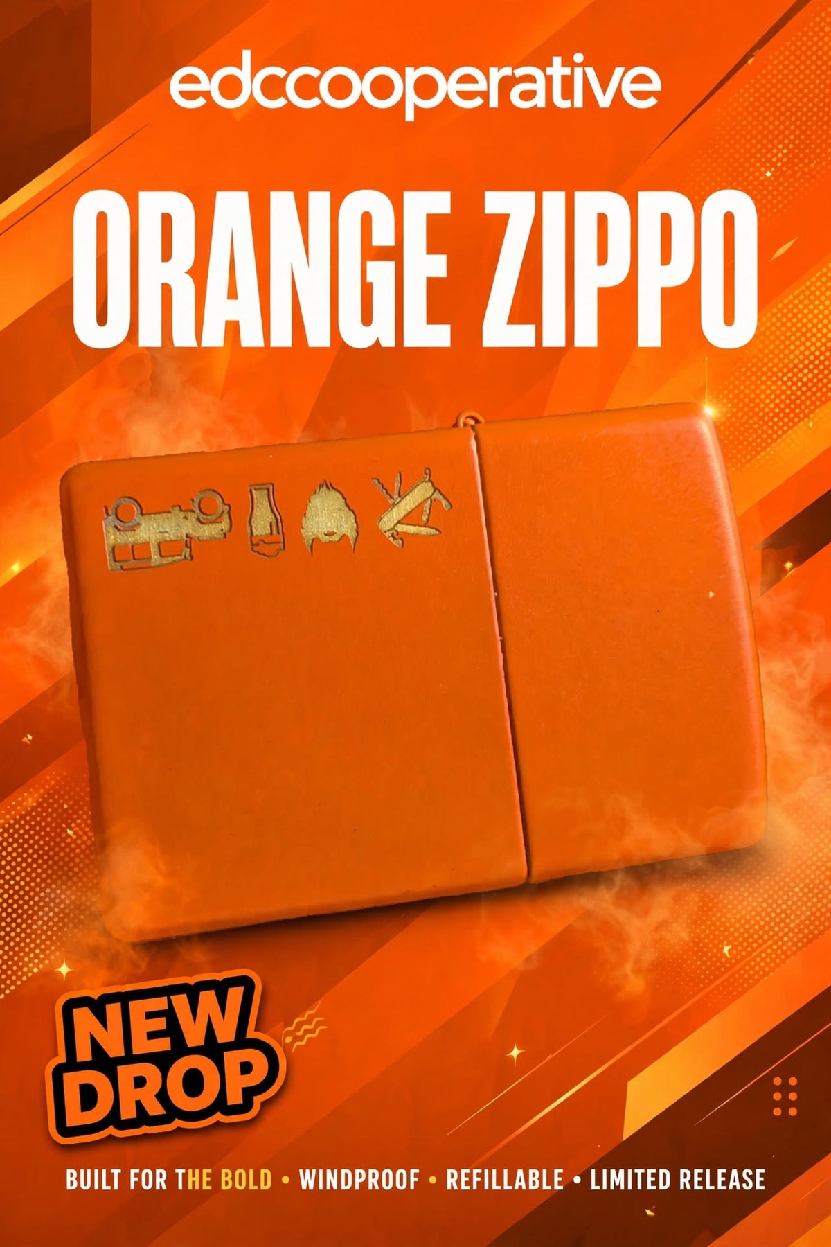 Orange Cooperative Zippo